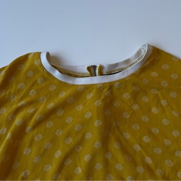 MAEVE Anthropologie Top Size 2 Mustard Yellow Polka Dot 3/4 Sleeve Blouse - Picture 8 of 16